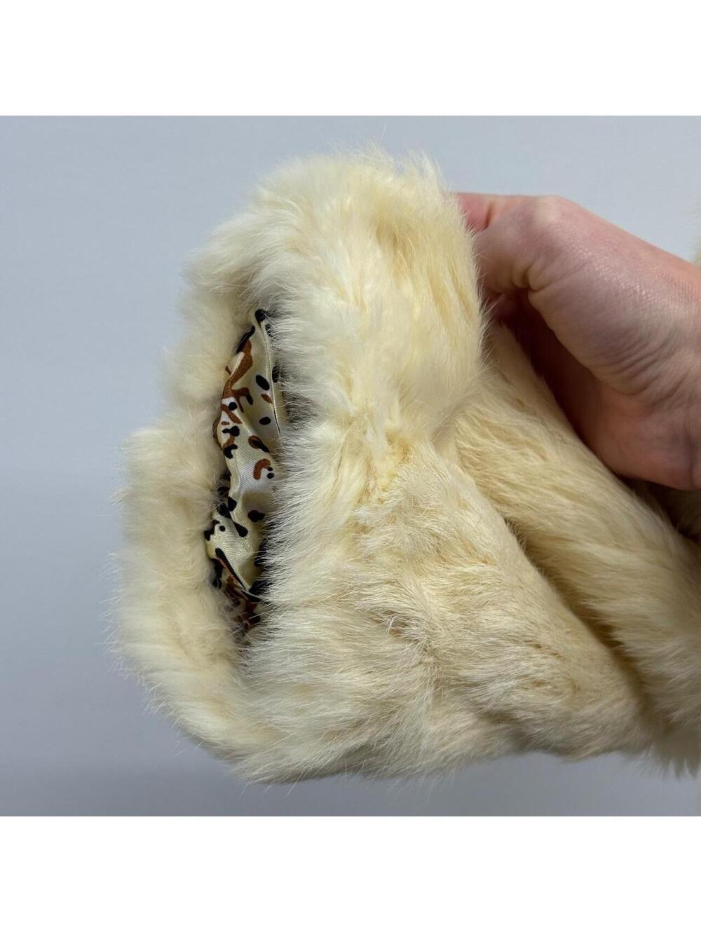 Vintage Y2K Cream White Rabbit & Fox Fur Jacket Coat - Picture 3 of 8